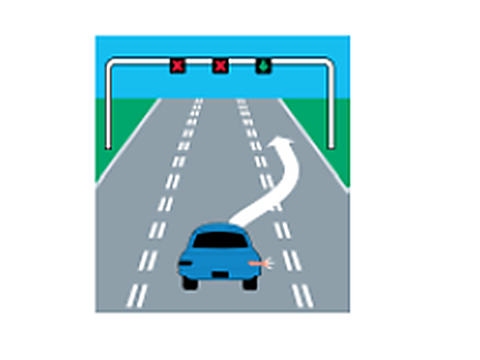 Travel in this lane is not permitted — Alberta traffic-signals road sign for Class 7 test