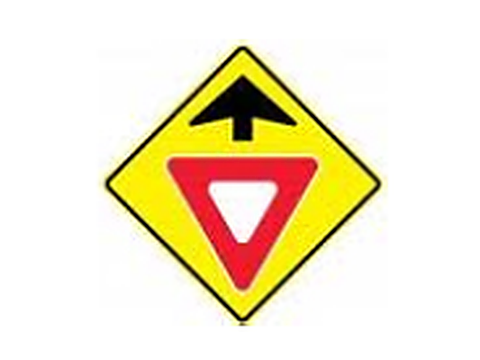 Warning — Yield ahead — Alberta road-signs road sign for Class 7 test