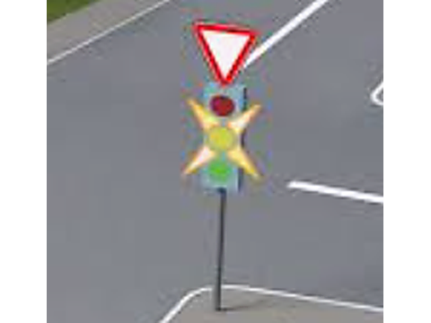 Proceed with caution — Alberta traffic-signals road sign for Class 7 test