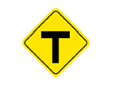 T-Intersection — Alberta warning road sign for Class 7 test