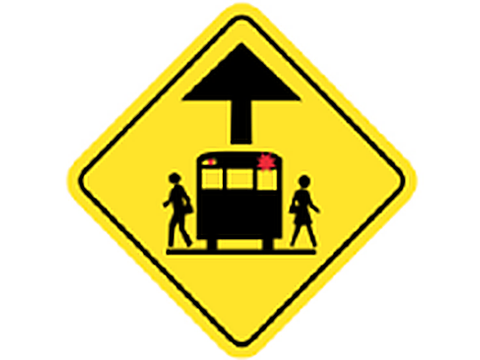 School zone ahead — Alberta road-signs road sign for Class 7 test