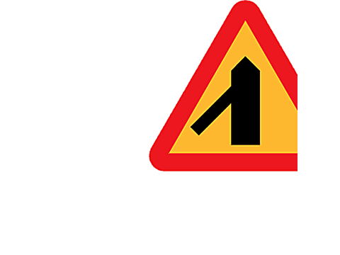 Merge — Alberta warning road sign for Class 7 test