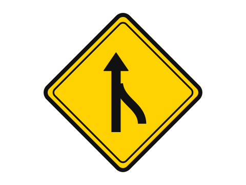Merge — Alberta warning road sign for Class 7 test